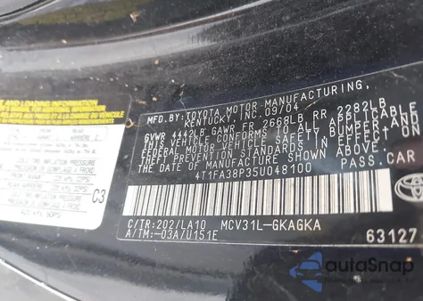 2005 Toyota Camry Solara Se/Sle from USA, damaged, VIN 4T1FA38P35U048100